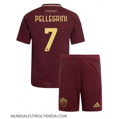 Camiseta AS Roma Lorenzo Pellegrini #7 Primera Equipación Replica 2024-25 para niños mangas cortas (+ Pantalones cortos)